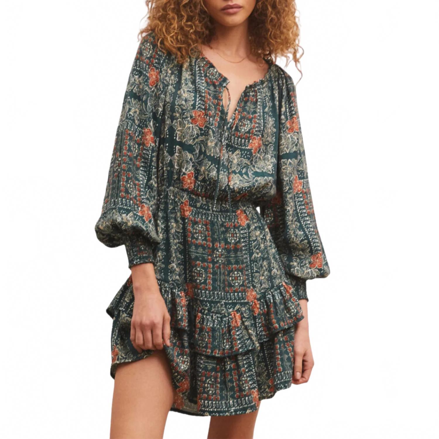 New Z Supply Women's Jo Printed Mini Dress In Calypso Green